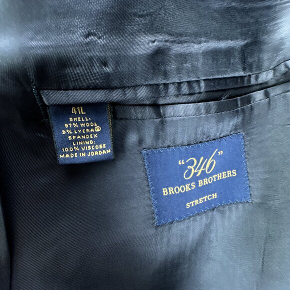 Brooks Brothers 346 Suit Mens Jacket 41L Pants 36W 2PC Blue Check Wool Blend - Picture 6 of 15